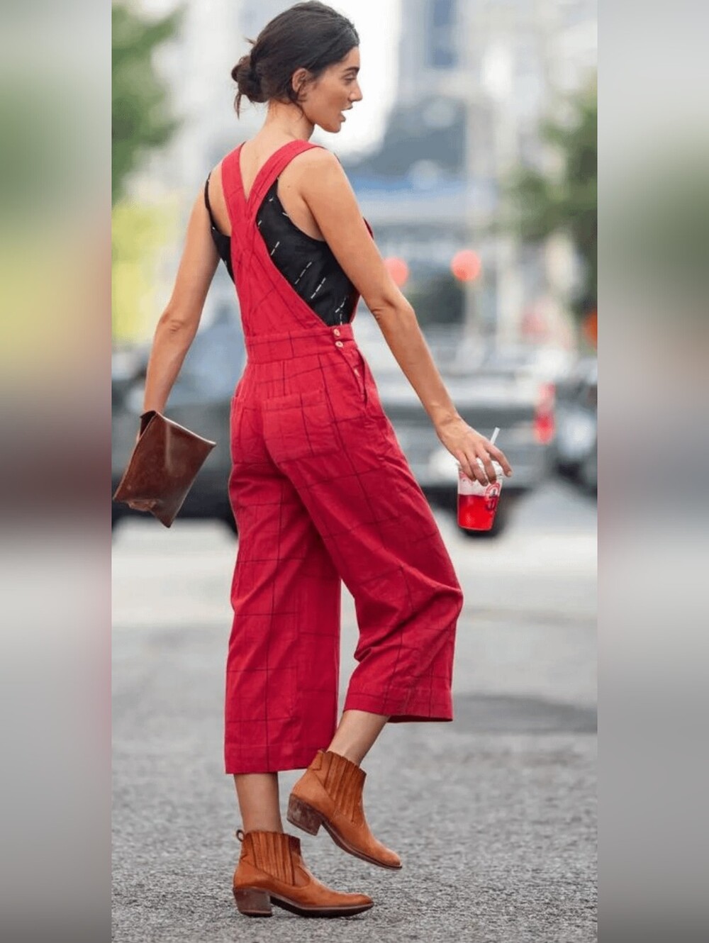 Liz Alig Red Women's Wide-Leg Overalls Jumpsuit
